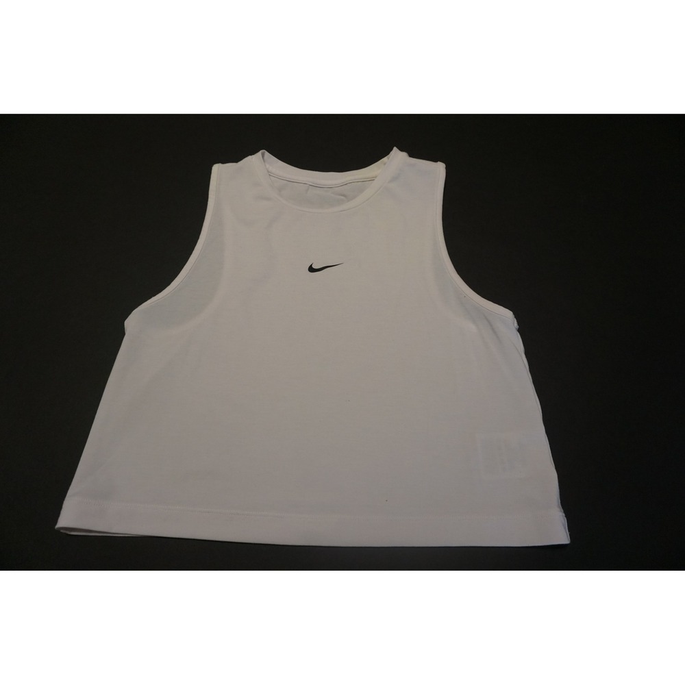 Nike Pro Dri-FIT Girls White Sleeveless Training Crop Tank Top Size Large L